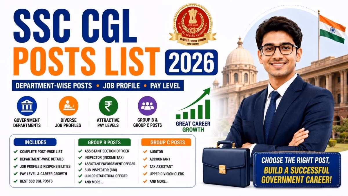 SSC CGL Posts List 2026: Complete Post-wise List, Departments, Job Profile & Pay Level